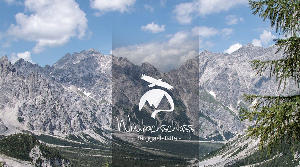 Blick über das Wimbachgries auf Watzmann und Hochkalter – Wimbachschloss Logo